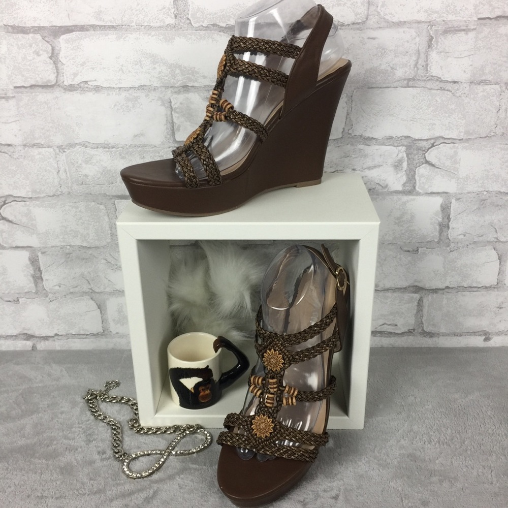 Forever Brown Boho Wedge Sandal Size 10